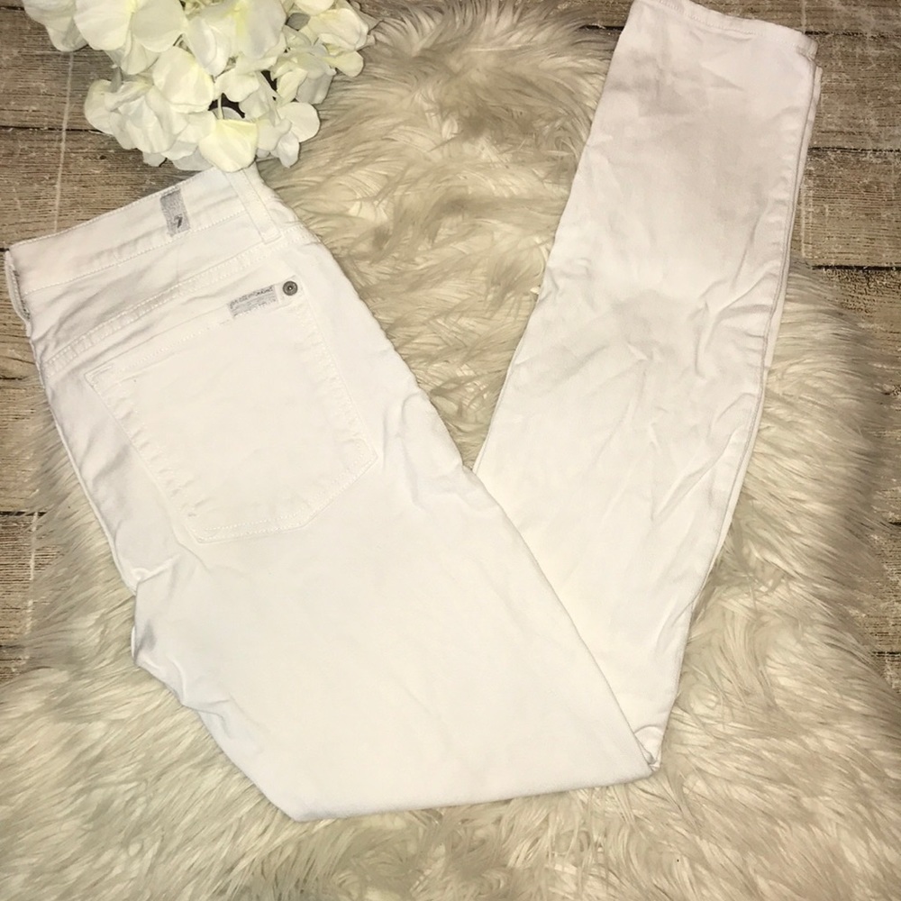 7FAM the Skinny White Denim Jeans